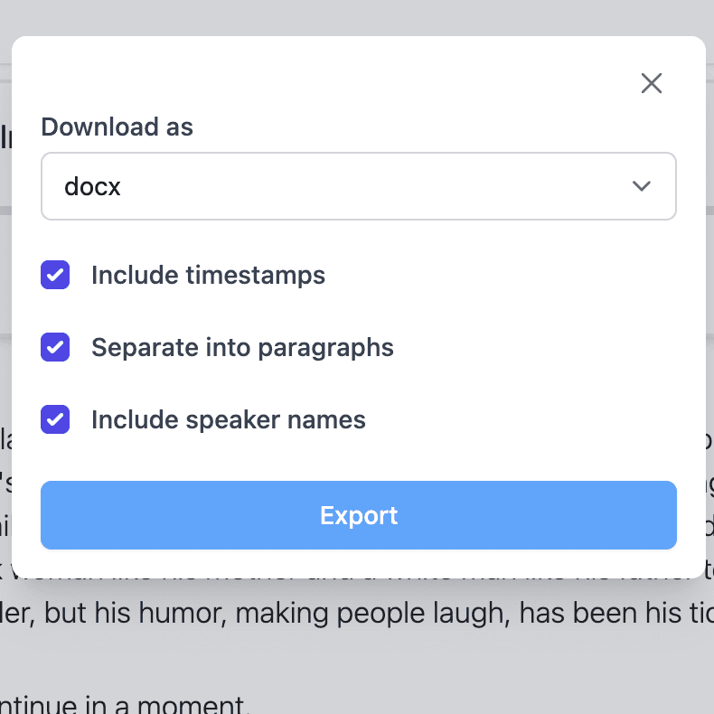Export interface